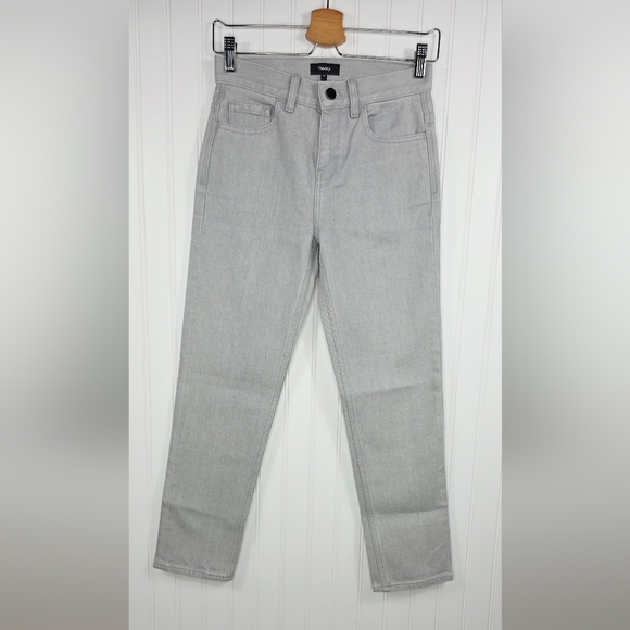 Theory High-Rise Straight Leg Jeans Cropped Ankle Denim Size 24 - Picture 3 of 7